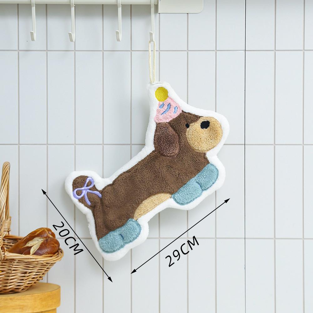 

Adorable Cartoon Hanging Hand Towels Thick Ultra Absorbent Coral Fleece Square Towel Cloth Ideal for Kitchen And Bathroom Use in Southeast Asia темно-коричневого кольору