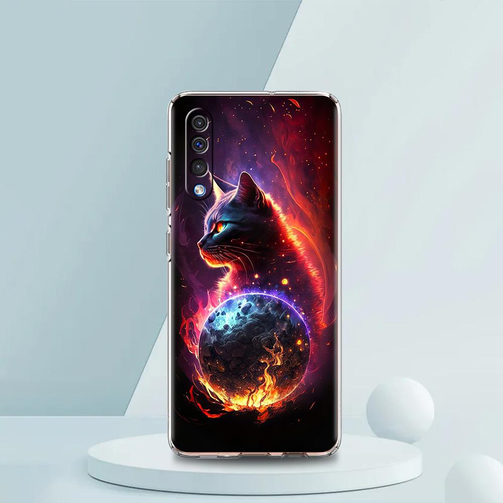 CARTOON CAT Transparent Phone Case for Samsung Galaxy A12 A50 A52 A70 A40 A10 A20 A30 A02 A03S A04 Cover Silicone Shell Capa Bag
