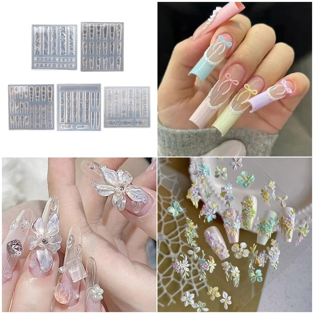 Mehrzweck Silikonform für Nail Art für 3D-Designs Schmetterling Blume Mondmuster Tragbar für Acryl Bastelbedarf