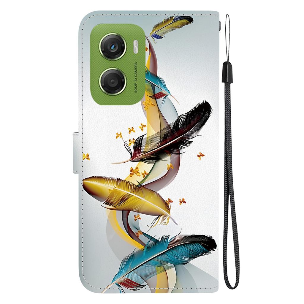 For Motorola Moto G06 4G Case Pattern Printing Leather Flip Wallet Phone Cover with Lanyard