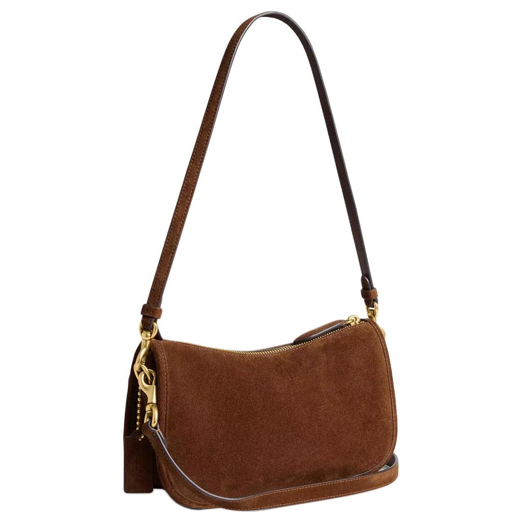 Coach Waverly 14 Abnehmbarer Langer Schultergurt Wildleder und Kalbsleder Mini-Schultertasche Damen Schultertasche Warm-Braun CDZ21-B4WBR