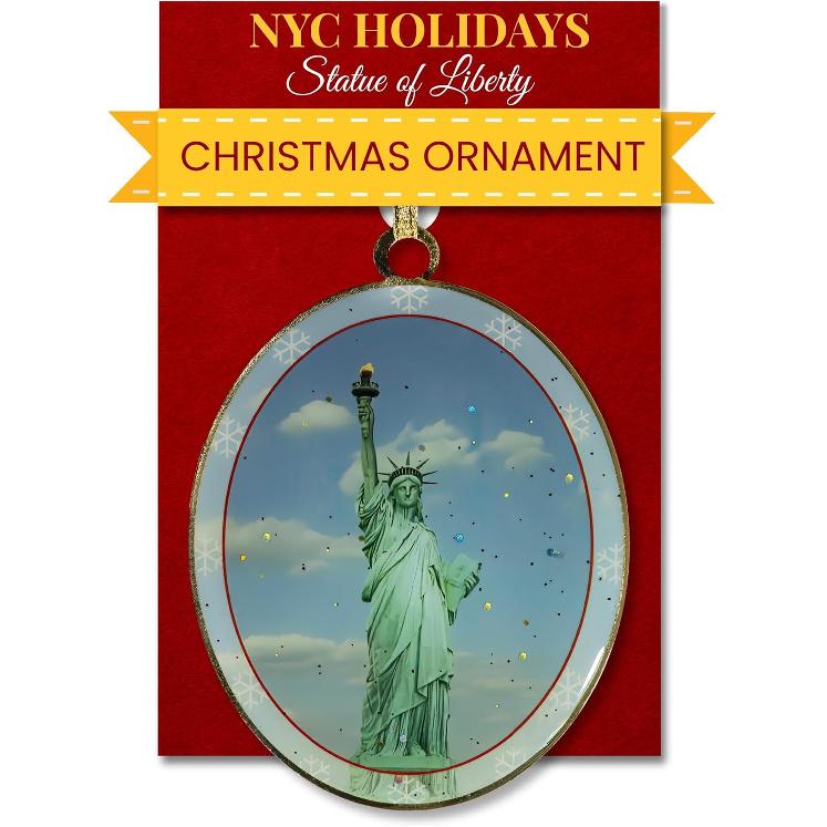Brooklyn Bridge Snow New York Ornament - NYC Holiday Collectible, Double-Sided Brass with Glitter and Epoxy, Gift-Boxed, 2.5 x 3 Inch by ArtMalore
