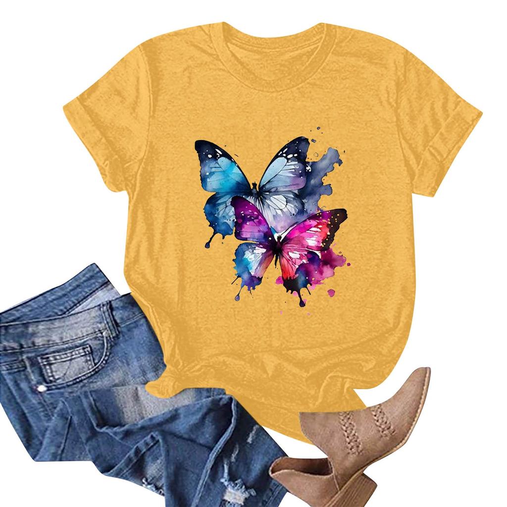 Tricou cu mânecă scurtă pentru femei, ocazional, cu decolteu în formă de pulover