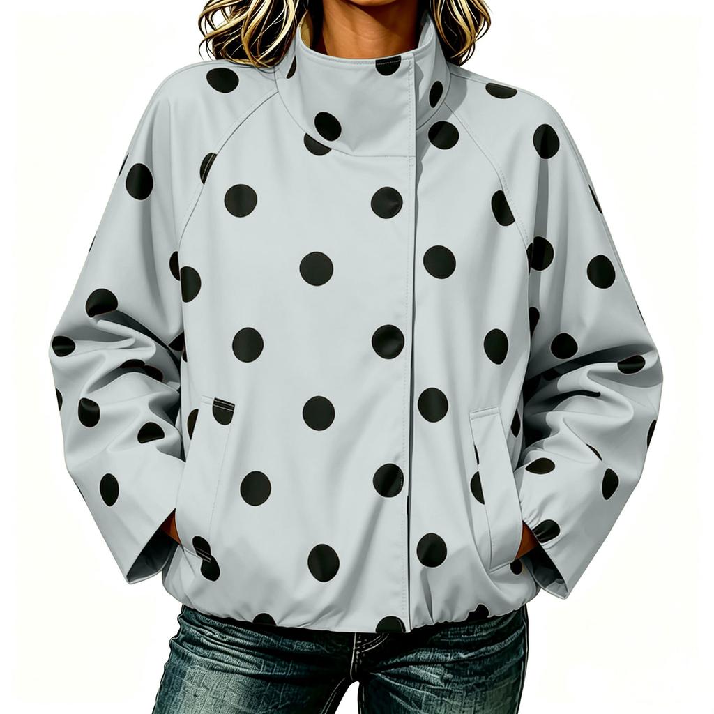 Women's Polka Dot Print Jacket Street Casual Outerwear
