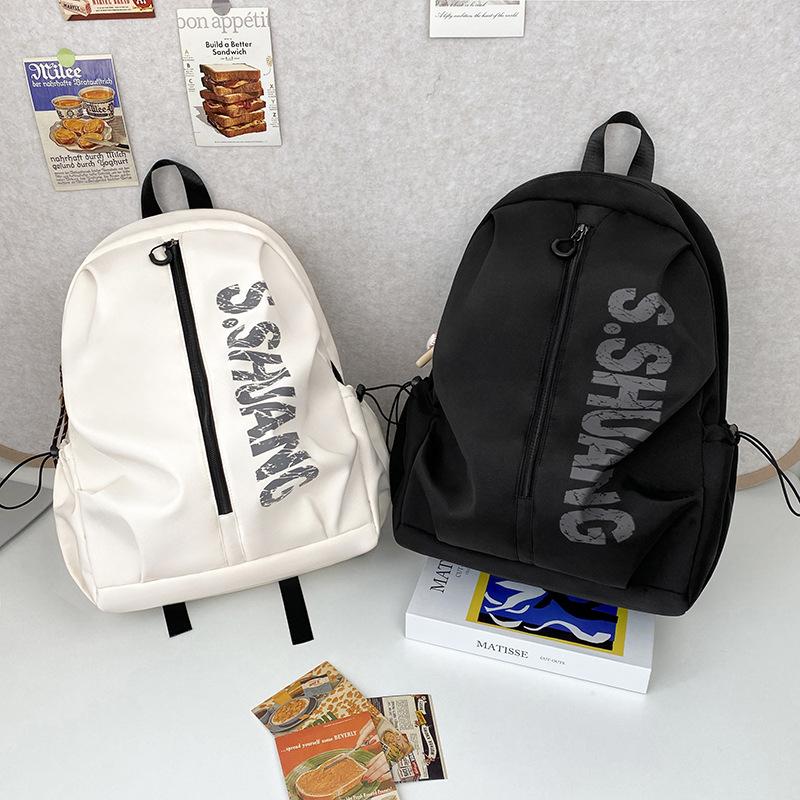New High School Students High Value Trendy Cool Schoolbag Female Personality Letter Printing Backpack Lightweight Foreign Style Backpack