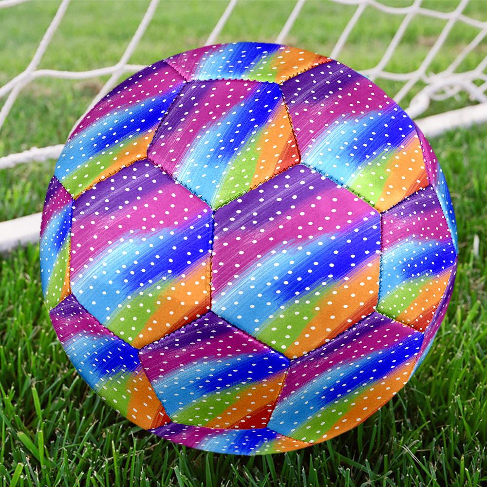 1 st Polka Dot Regenboog Maat 5 Voetbal Professioneel Wedstrijd Training Voetbal Binnen & Buiten Sportbal Lichtgewicht Duurzaam m6522