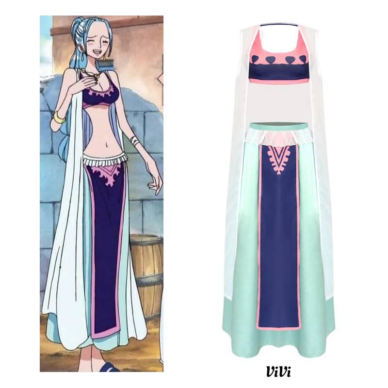 One Piece Vivi Cosplay Costume Full Set Street Style Anime Dress, Xs-xxxl