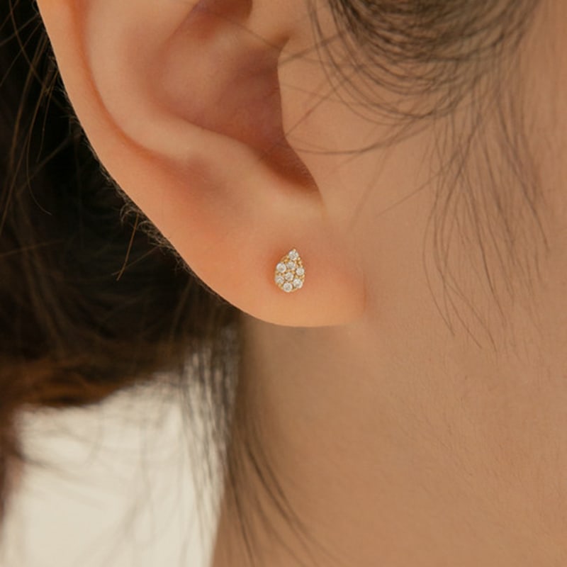 LUNNE 14k Mini Waterdrop Q Piercing (14k Gold) (Bar Thickness 1mm) #PIB16