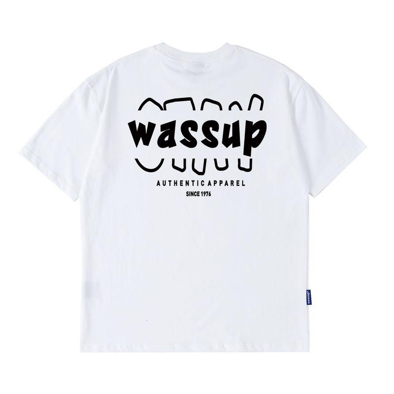 Wassup Heods Casual Short-Sleeved T-shirt Men's Country Trendy Word Flower Summer Pure Cotton Couple T-shirt