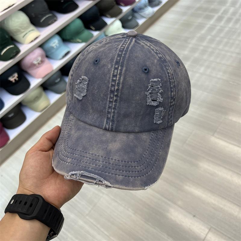 New Worn Hole Washed Deep Hat Versatile Old Casual Dome Women's Soft Top Baseball Cap