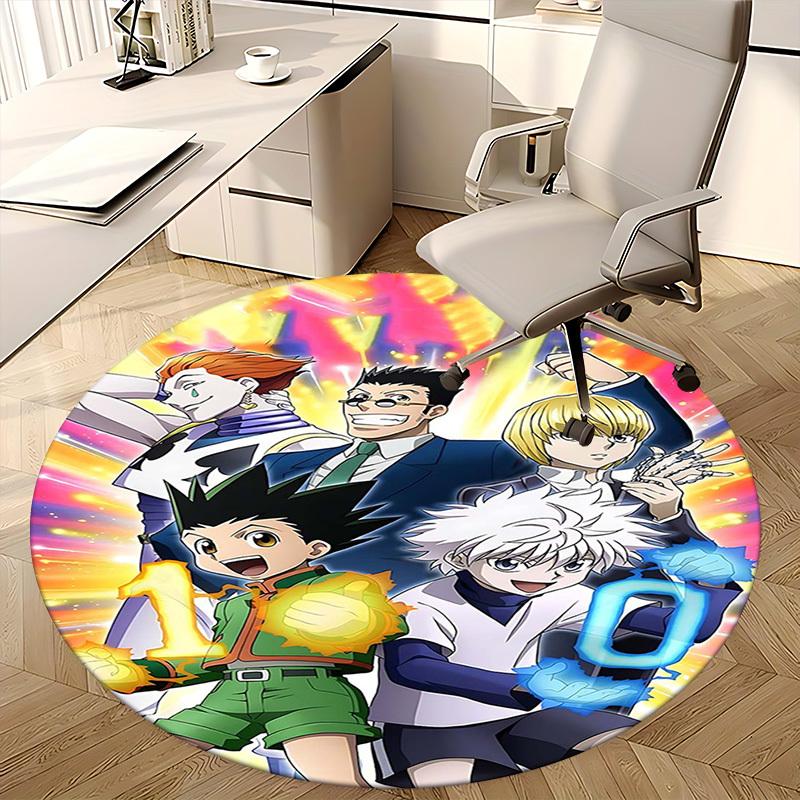 1pc Hunter x Hunter 10th Anniversary Edition Round Carpet - Anime Cartoon Design, Office Chair Mat, Non-Slip Rug for Home Decor, Living Room