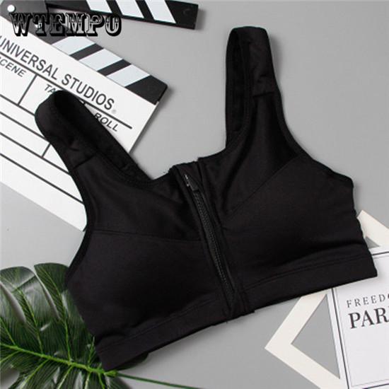 Dam Dragkedja Push Up Sportbehåar Stötsäkra Underkläder Löparväst Gym Träning Löpning Yoga