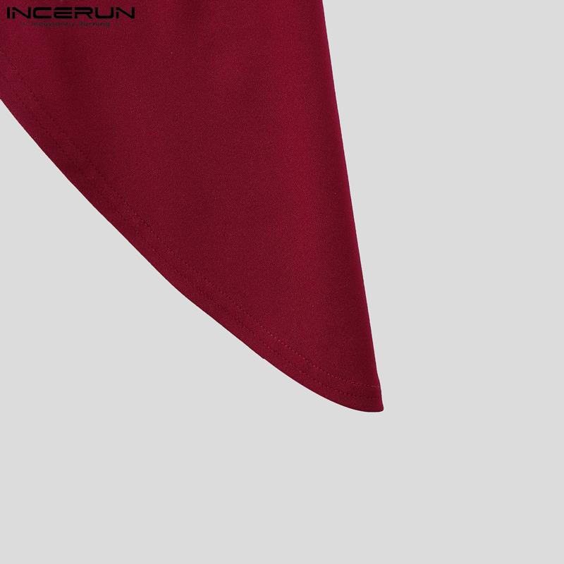 INCERUN Men V Collar Long Sleeve Splits Irregular One Buttons Front Cross Thin Tops Blazer