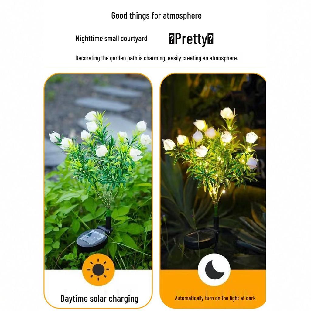 Solar LED Gardenia Light: Waterproof Outdoor Lawn Decoration with Ground Stake