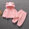 Children's Flannel Hooded Pajama Set - Warm Autumn/Winter Two-Piece for Baby
