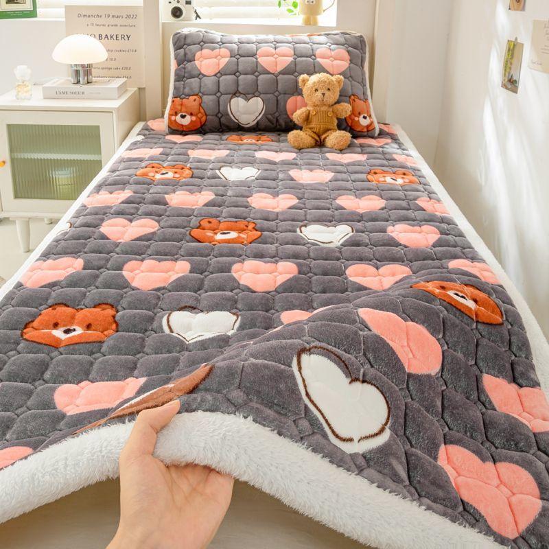 Autumn and winter milk velvet mattress cushion plus velvet mattress pad mattress pad household coral velvet thick warm1pcs