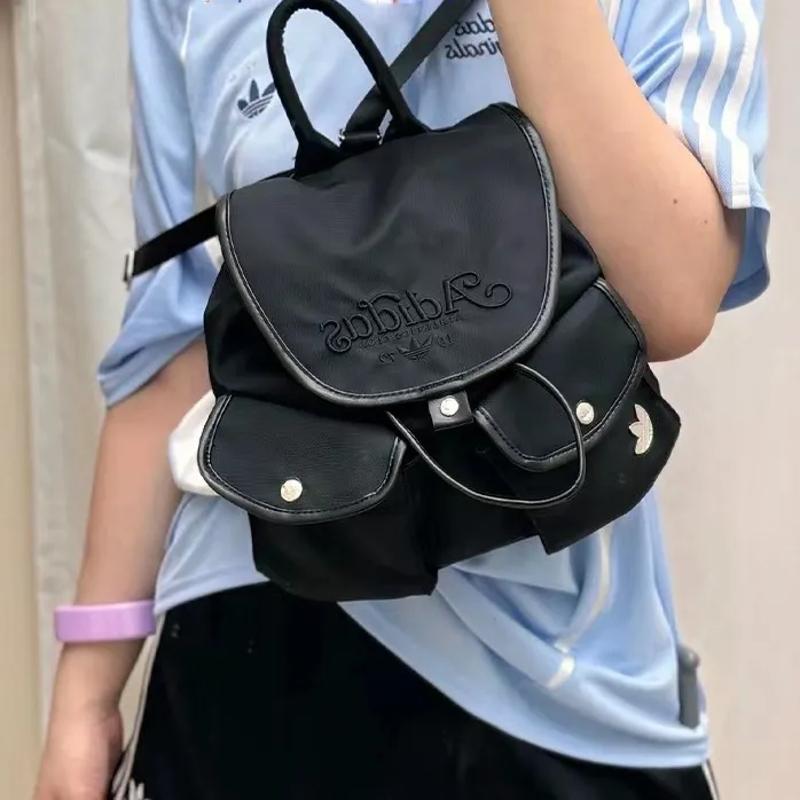 Adidas Originals Casual Versatile Commuter Recycled Nylon Medium Backpack Unisex Backpacks Black JL7653