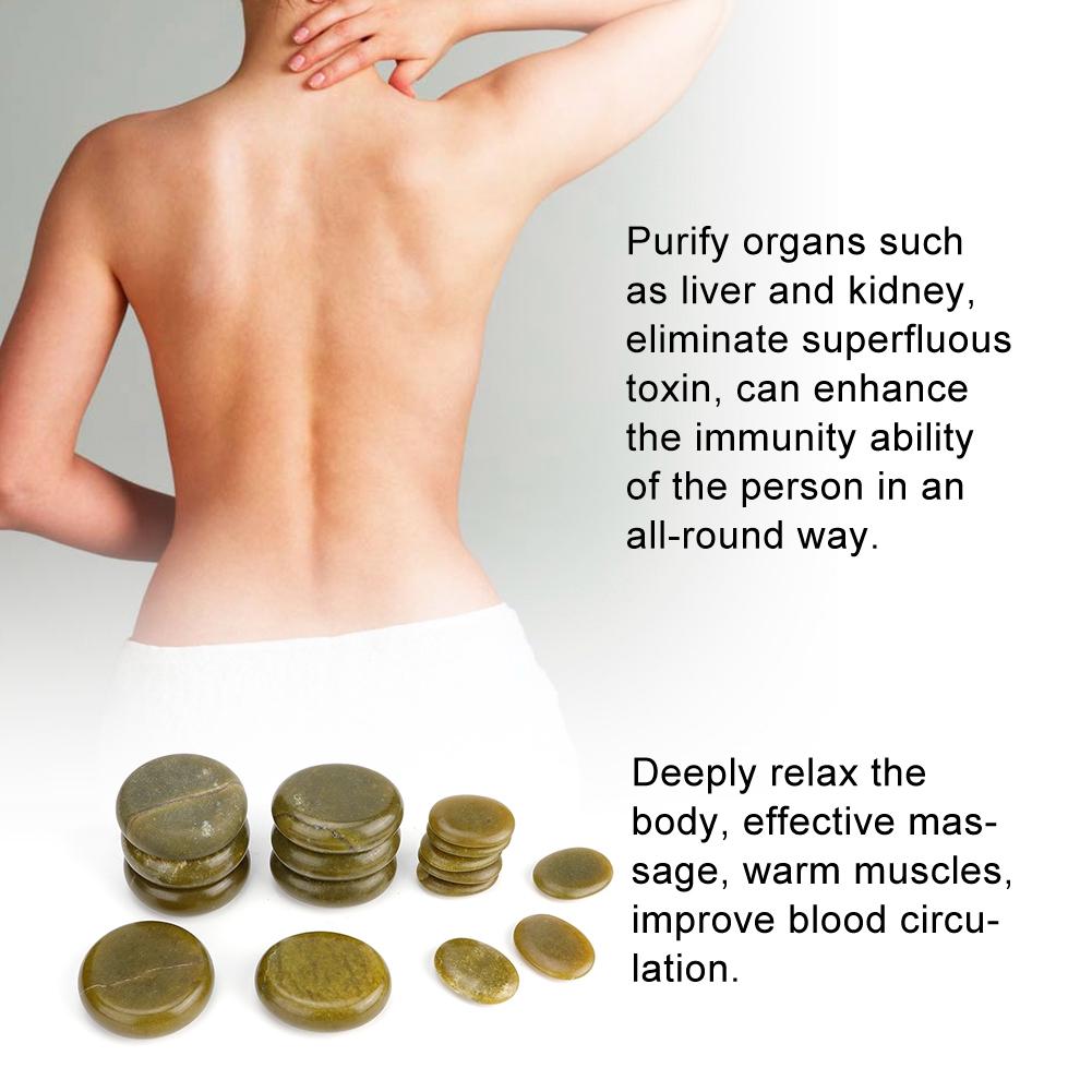 16pcs/set Hot Spa Massage Stone Set Heated Green Jade Body Massage Rock Kit