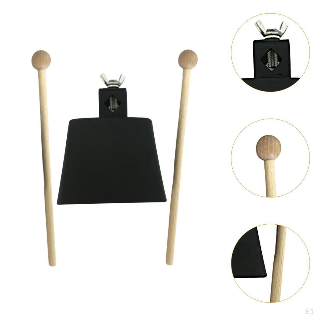 Iron Cowbell with 2 Sticks Hand Percussion Music Portable Instrument for