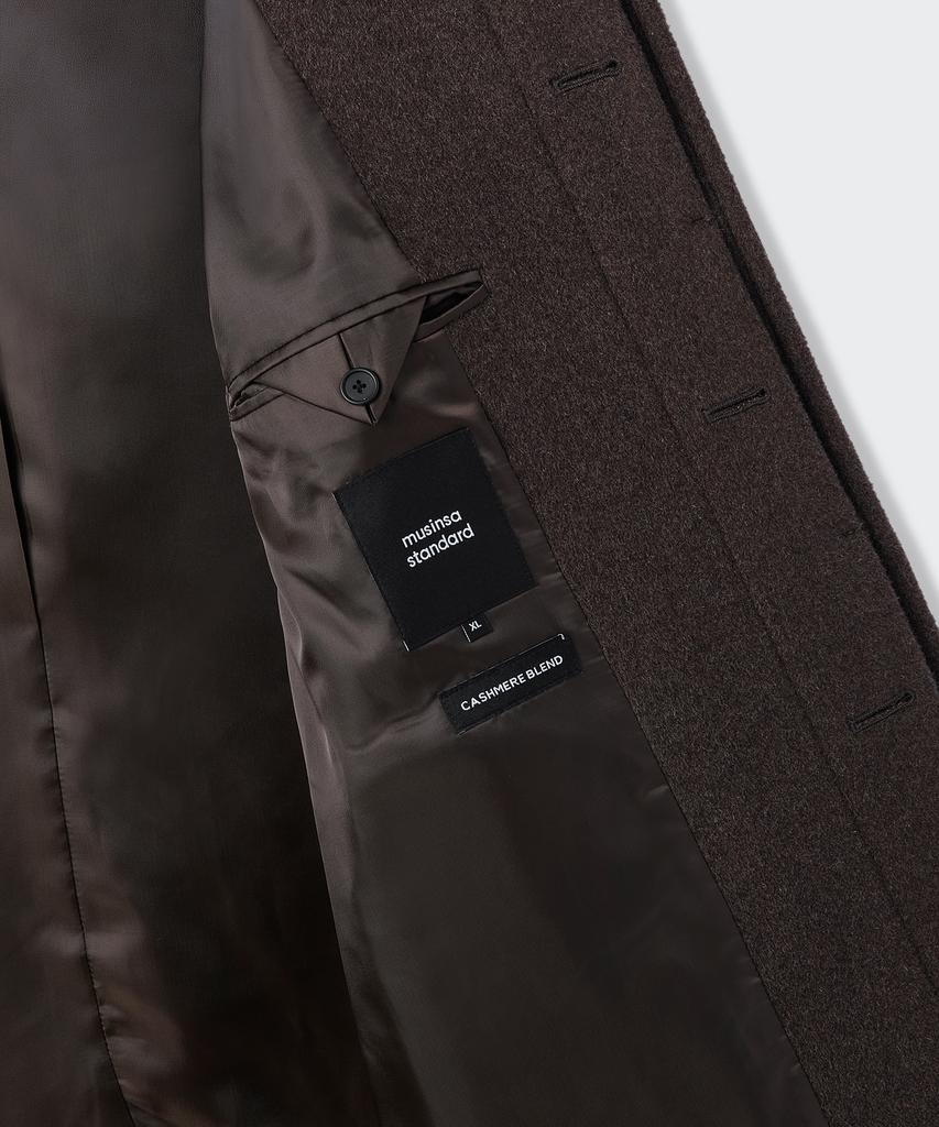 MUSINSA STANDARD Cashmere Blend Oversized Minimal Balmacaan Coat [Heather Brown]