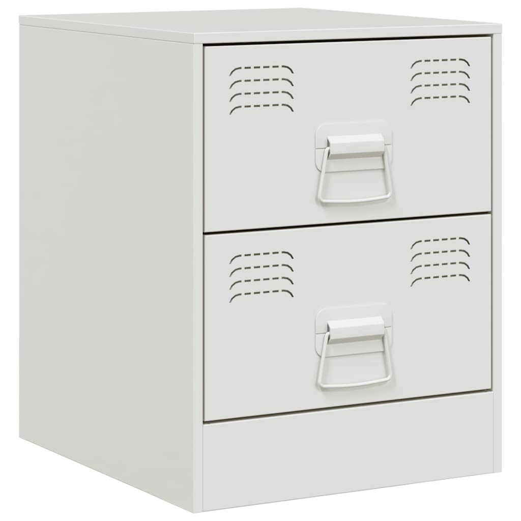 Nightstands (2 pcs) White 34.5 x 39 x 44 cm Steel