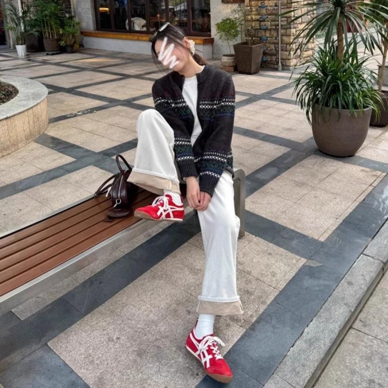 Leather version! Retro red German training shoes for women's 2025 new spring American flat-bottomed sports Forrest Gump casual shoes