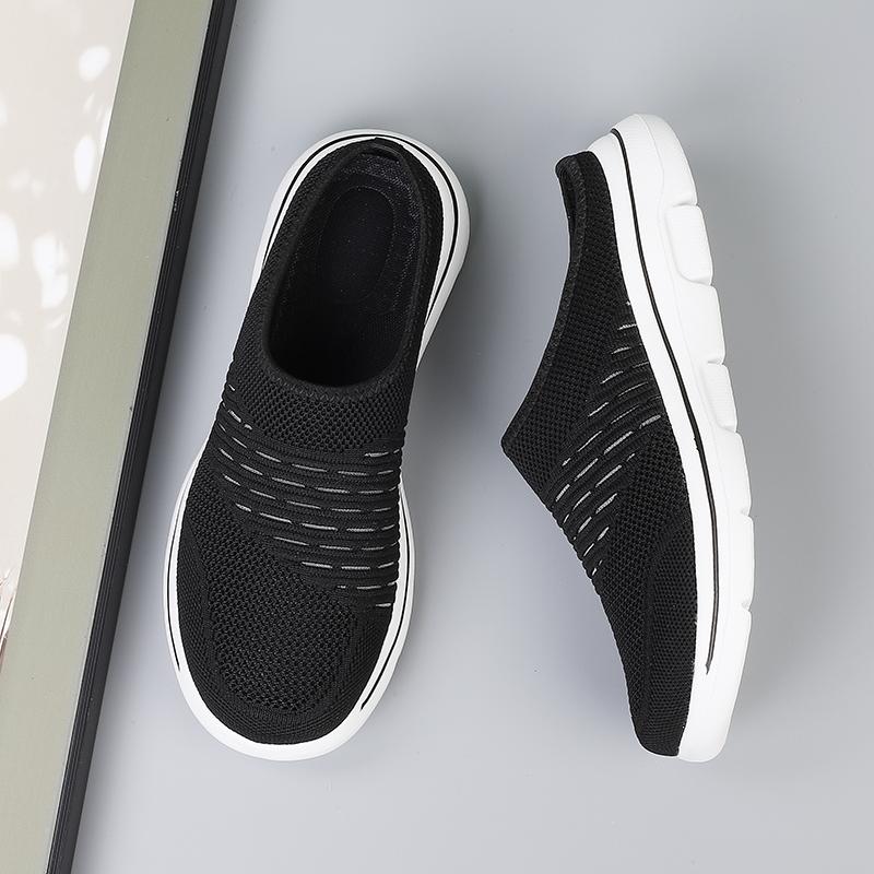 

Летние дышащие полутапочки, ультра легкие домашние и уличные женские тапочки, мужские домашние тапочки 41 чёрный