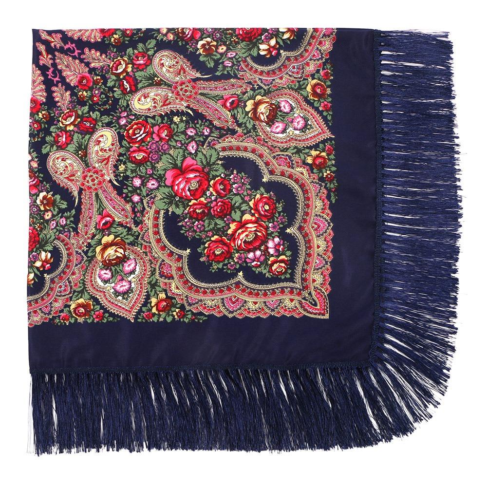 Cotton Twill Square Scarf 130x130 cm Ethnic Style Scarf Vintage Fringed Shawl Travel