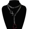 Women's Slip Chain Rainbow Heart O-Ring Chunky Chain Punk Necklace Cuban Jewelry Adjustable Lariat Y-Necklace Heart Loop Choker