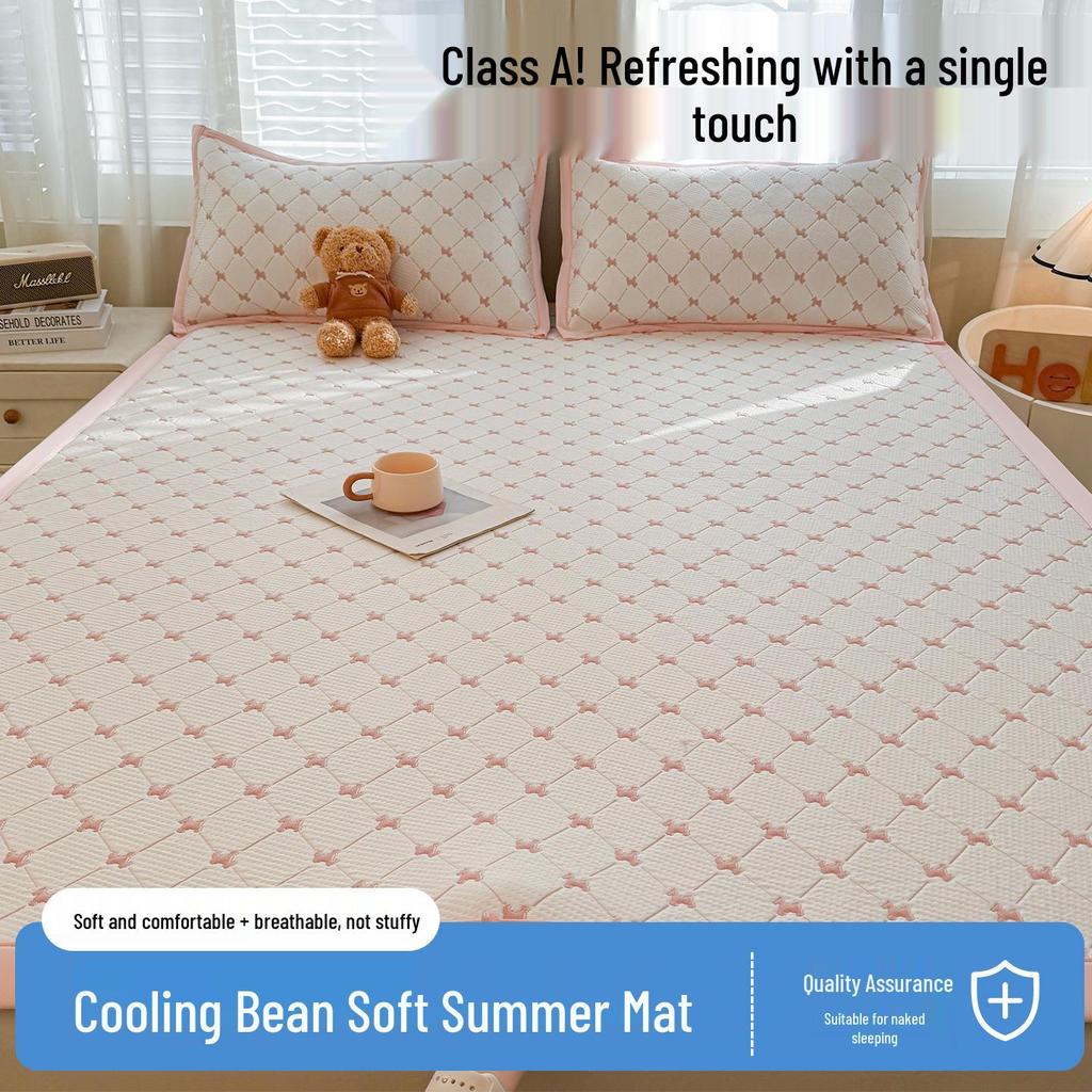 A-Class Ice Bean Cool Mat Set: Washable, Soft, Single Dorm Mat, 3-Piece for Home Use