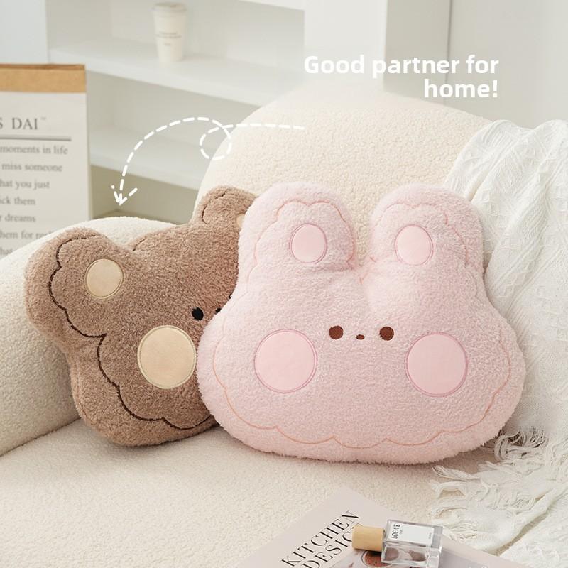 Plush Rabbit Cushion Large Soft Cartoon Backrest For Sofa And Office Comfort