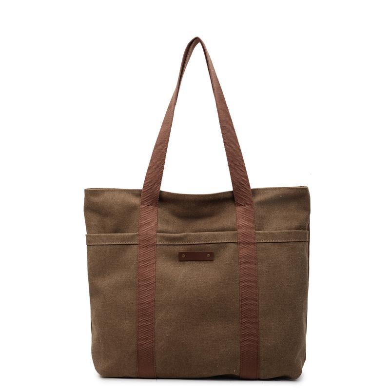 Large Capacity Canvas Travel Bag Commuter Shoulder Bag Shopping Bag Women's Handbag