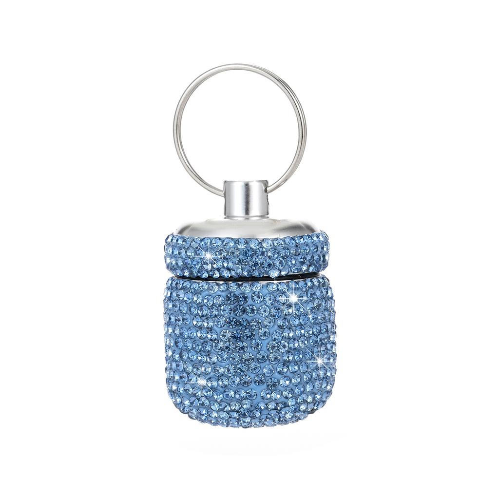 Portable Diamond Pills Case Keychain Waterproof Pills Container Small Box Pendant for Travel and Outdoor Activities