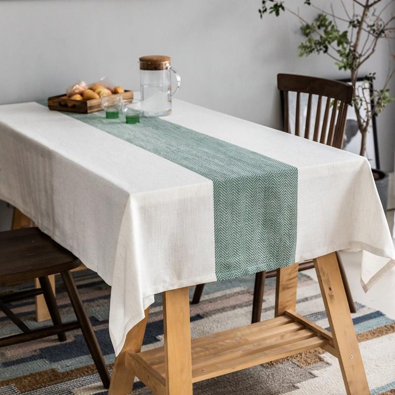 Waterproof Modern Minimalist Linen Blend Table Runner Rectangular Tablecloth Dining Coffee