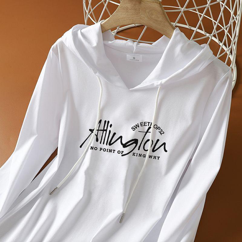 

Korean Style Women s White Long Sleeve Pure Cotton Hooded T-Shirt (Autumn 2025) M [Recommended 70-95 lbs]