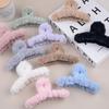 Large Milk Coffee Plush Claw Clip: Fluffy Autumn/Winter Hairpin for Women
