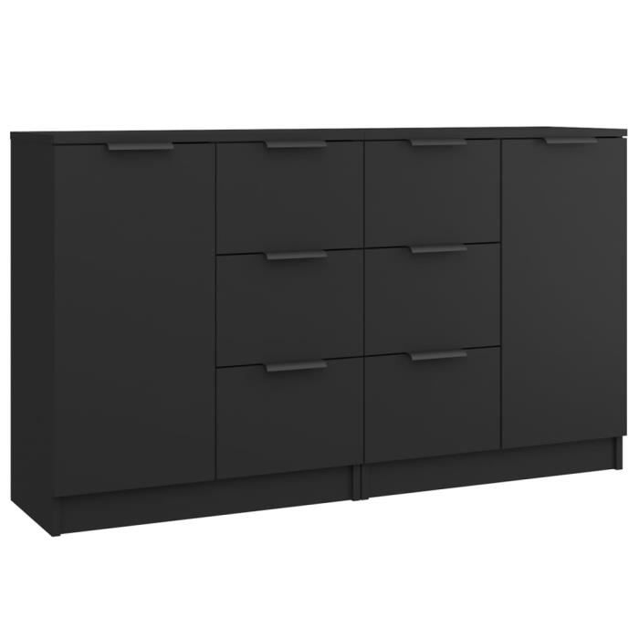 3115789 vidaXL Buffets 2 Pcs Black 60x30x70 Cm Engineered Wood