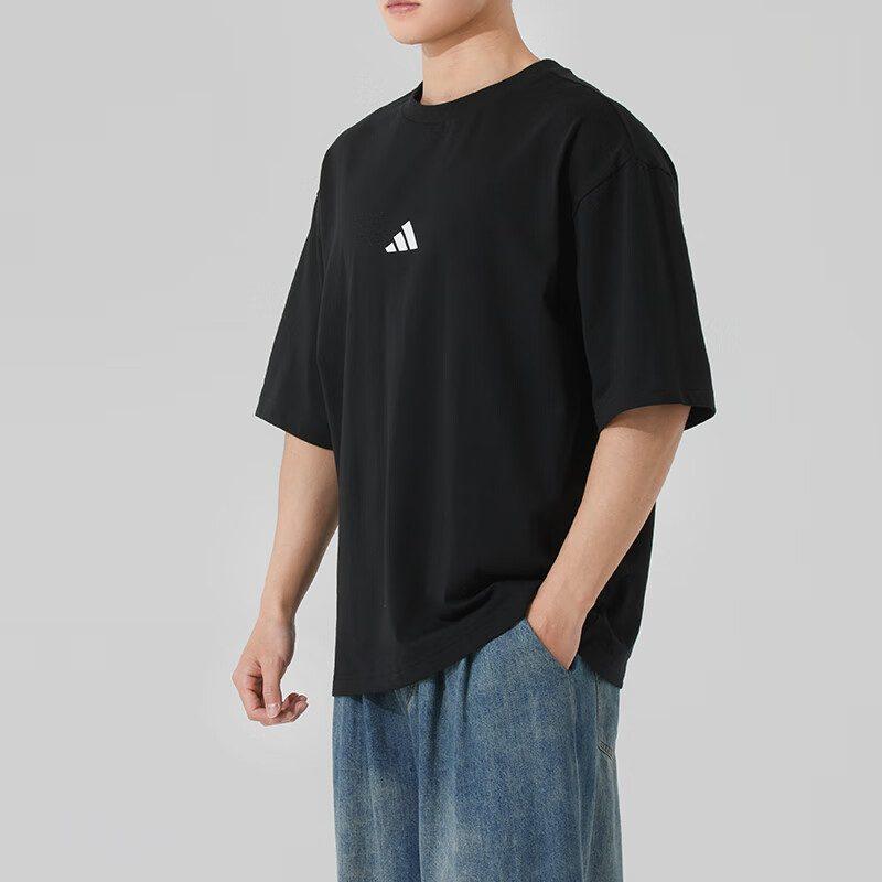 Adidas T Shirts Men's Black Crew Neck Moderate JC5338