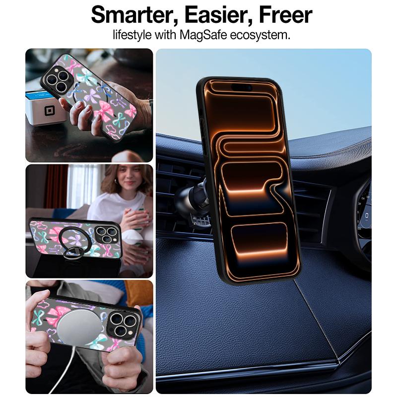 Colorful Bowknots Pattern Case For iPhone 17 Pro Max Magnetic For Magsafe Matte Cover For iPhone 16 Pro Max 15 14 13 16E Air