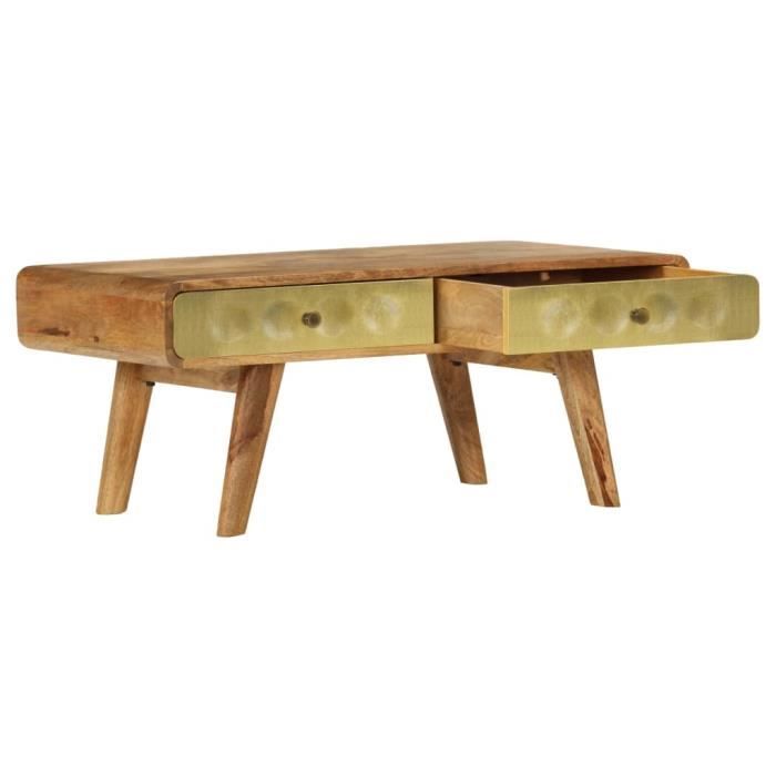 VidaXL Table basse Bois de manguier massif 90 x 50 x 40 cm