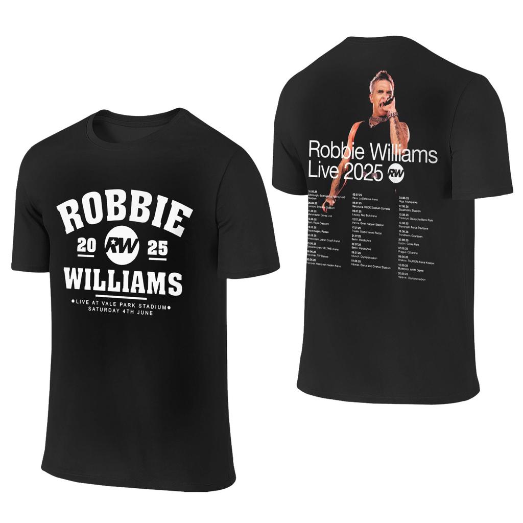 Robbie Williams Live 2025 Tour Concert Apparel Men Women T Shirt Cotton Tee Graphic Printing  T-shirt Clothing