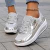 Women’s Sneakers Casual Outdoor School Student Shoes Lightweight for Girls gold/silver Sneakers
