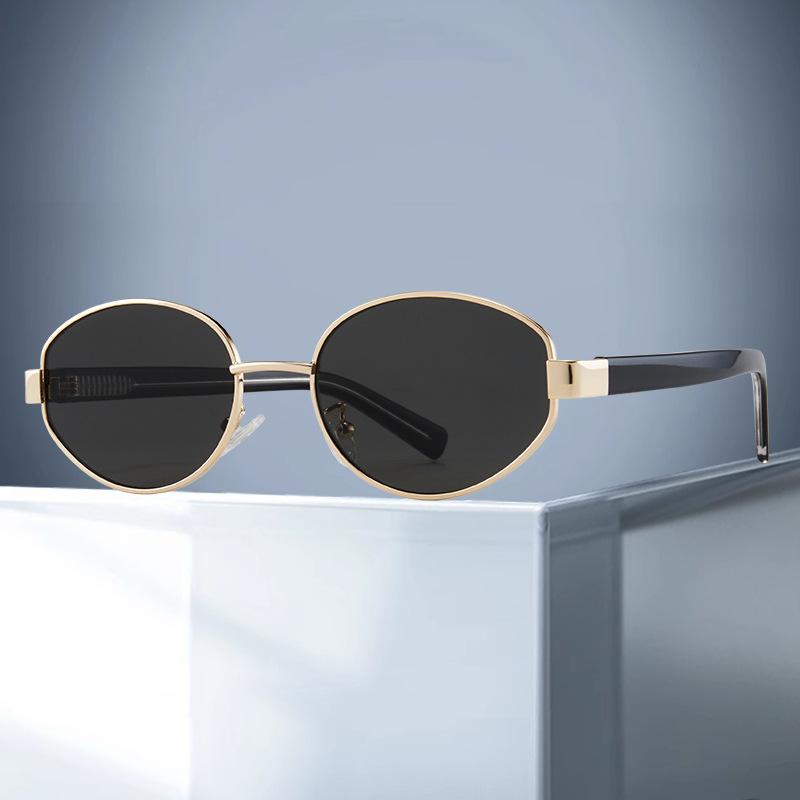 Retro Oval Framed Sunglasses Personalized Fashion Wear Outdoor Driving Dating Party Nylon Lenses Sunglasses Advanced Feeling