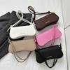 Simple Solid Color  PU Leather Women's Shoulder Bags Fashion Versatile Female Armpit Bag Casual Ladies Baguette Bag
