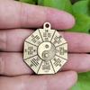 Brass Tai Chi Yin Yang Bagua Pendant Keychain - Taoist Talisman for Safety