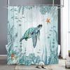 Sea Turtle Ocean Animal Shower Curtain Starfish Underwater Plants Coral Algae Watercolour Art Home Shower Curtain Bathroom Decor