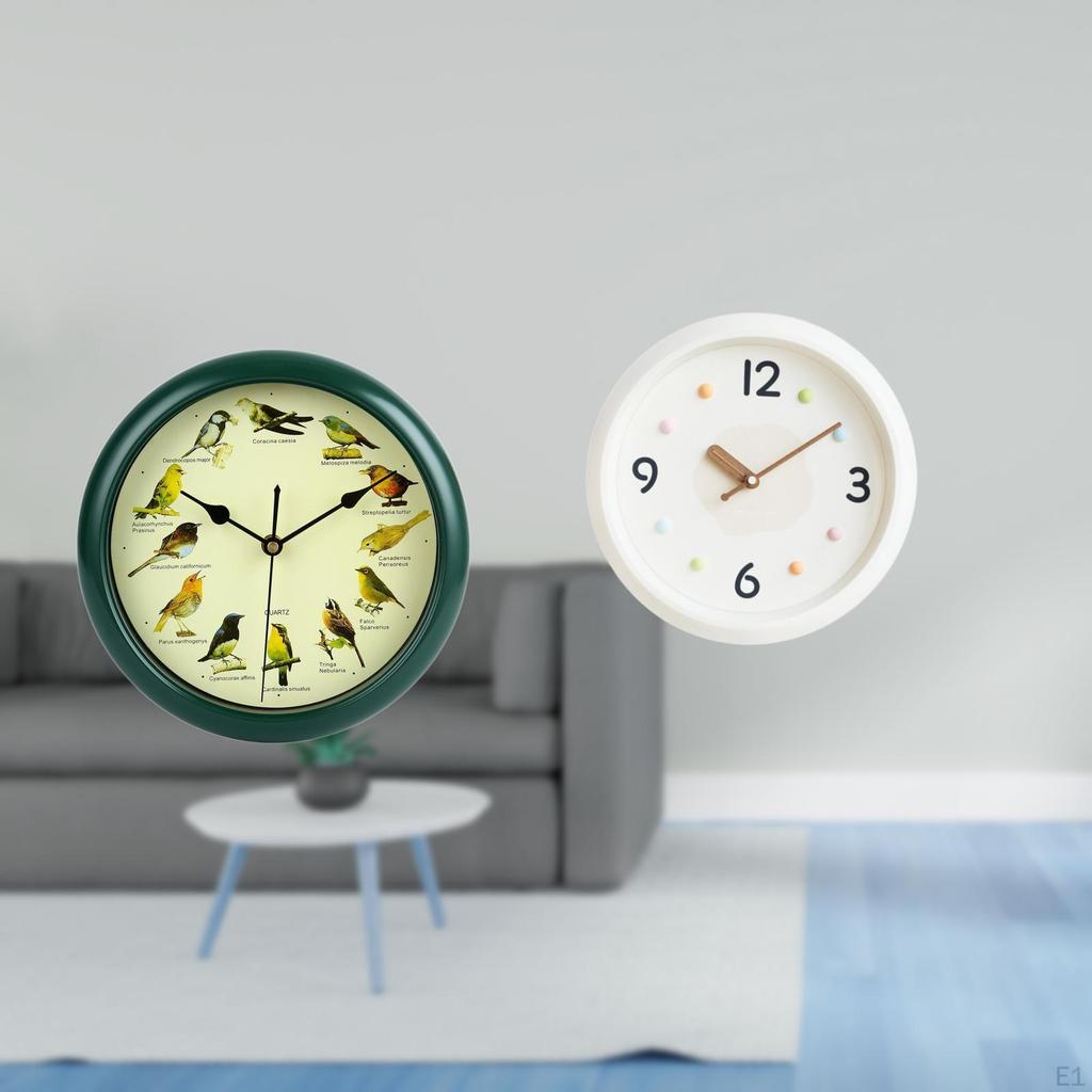 Melodic Green Clock with Large Numerals Quiet No Ticking Sound for Bedroom Office Study Room