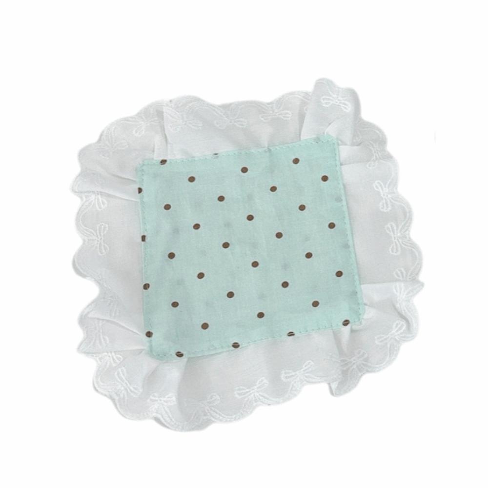 

Girly Style Heat-Insulating Mat Square Lace-Trimmed Mat Home Decor Polka Dot Coaster Dessert Shops зелёный