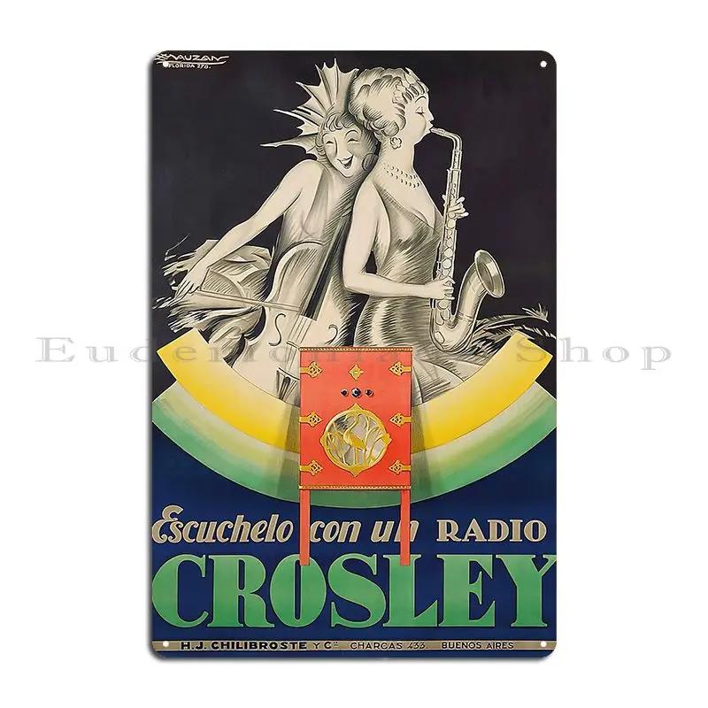Crosley Radio Vintage Metal Plaque Club Bar Customize Customize Garage Mural Tin Sign Poster 20x30cm(7.8x11.8inch)