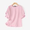 ZANZEA Women Casual Round Neck Puff Short Sleeve Solid Color Loose Straight Blouses